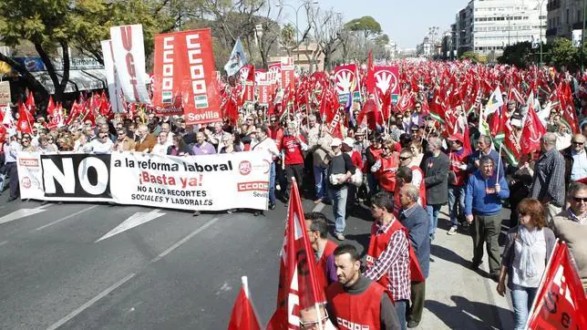 Manifestacin de sindicatos en Sevilla