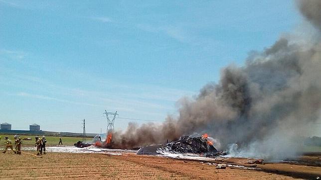 La aeronave, en llamas