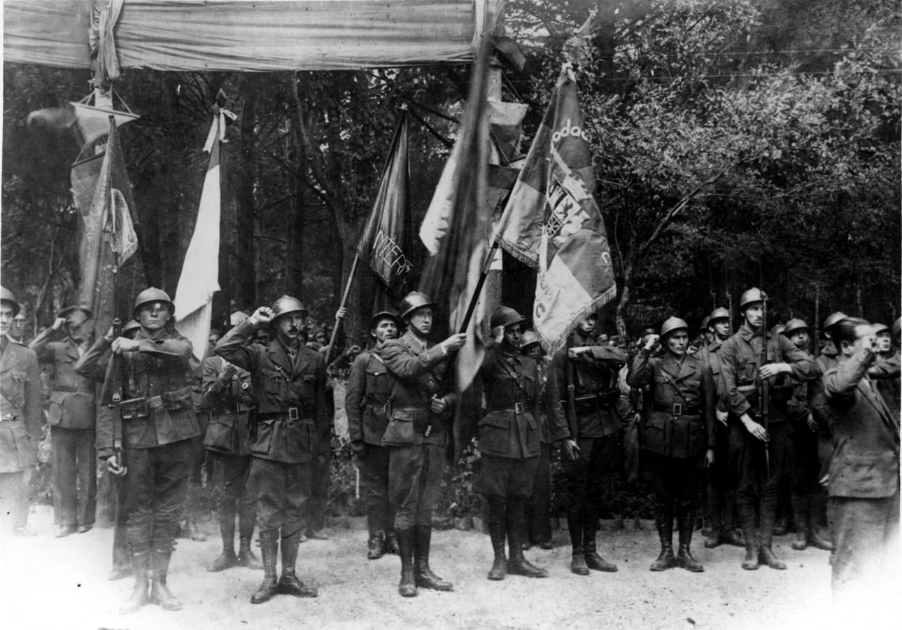 Un grupo de brigadistas en España, en 1937.
