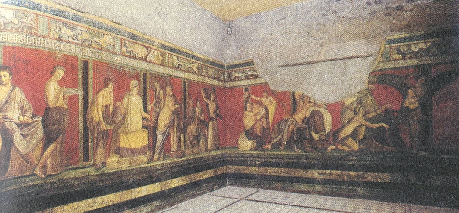 La estancia de la Villa de los Misterios que conserva tres muros decorados con escenas eróticas