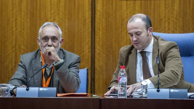 Fernando Villen Rueda, exdirector general de la Faffe (izquierda) en el Parlamento andaluz