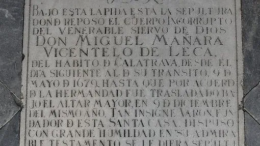 Lápida de la tumba de Miguel de Mañara