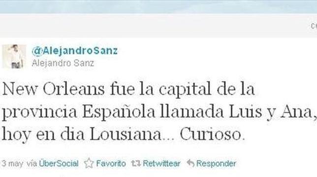 Twitter «arde» con un comentario de Alejandro Sanz sobre Nueva Orleans Twitter «arde» con un comentario de Alejandro Sanz sobre Nueva Orleans