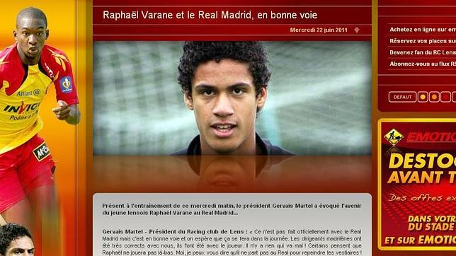 El presidente del Lens: �Varane y el Real Madrid, en el buen camino�