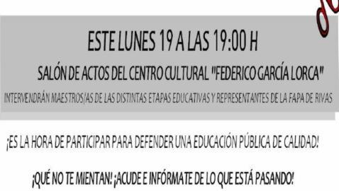 Rivas anima a sus vecinos a apoyar la huelga de profesores Rivas anima a sus vecinos a apoyar la huelga de profesores