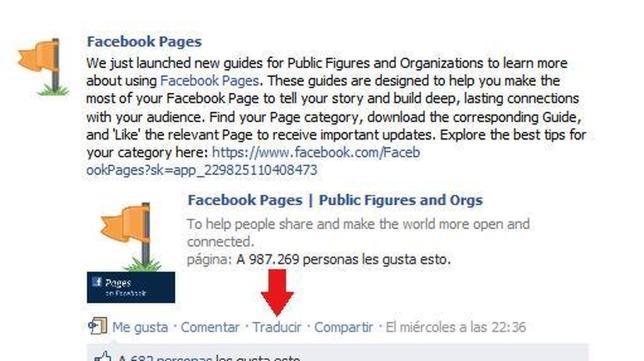 Facebook lanza un traductor interno