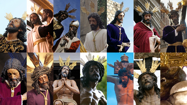 Imágenes que participaban en el Vía Crucis de la Fe
