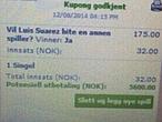 Un noruego gana 5.600 coronas tras apostar que Luis Suárez mordería a un rival en el partido Uruguay-Italia Un noruego gana 5.600 coronas tras apostar que Luis Suárez mordería a un rival en el partido Uruguay-Italia