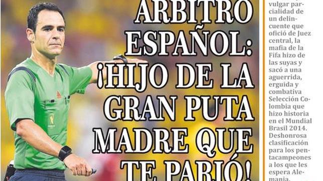 Un peri�dico colombiano llama �hijo de la gran puta� a Velasco Carballo