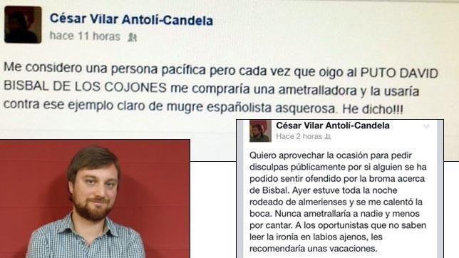 Las declaraciones vertidas por el concejal de IU C�sar Vilar en Facebook contra David Bisbal