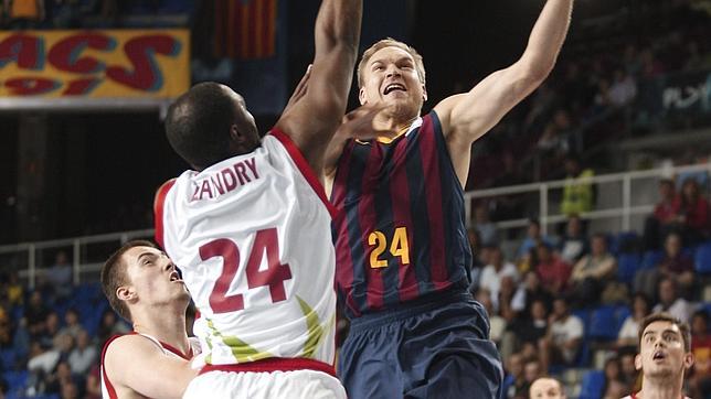 Brad Oleson, en el Barcelona-Cajasol Sevilla de mayo en el Palau Blaugrana