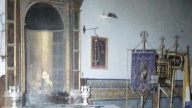 Estado en que ha quedado la hornacina donde se encontraba la imagen