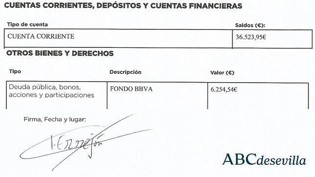 Los mismos apuntes bancarios y la nueva firma de la declaraci�n de bienes de Errej�n que ahora est� alojada en el portal de transparencia de Podemos