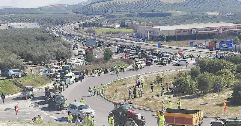 Las organizaciones agrarias califican de éxito la tractorada de Lucena