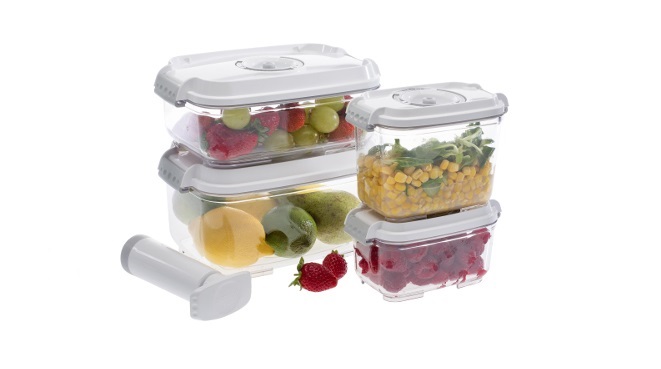 5-set of smaller rectangular vacuum containers