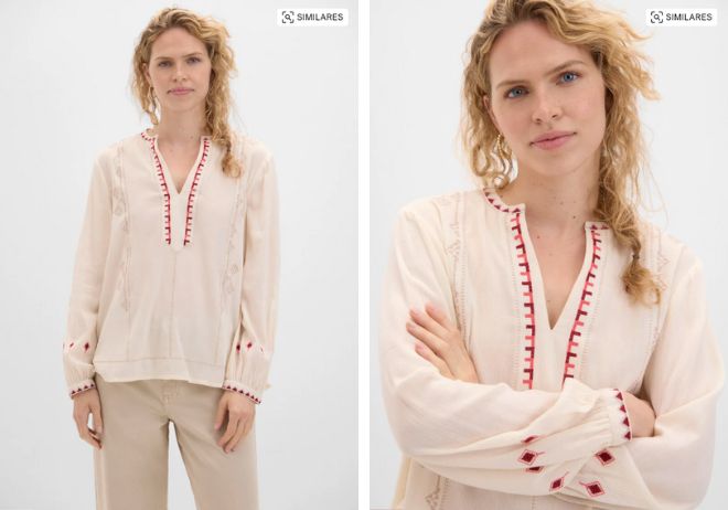 Blusa con bordado de Cortefiel