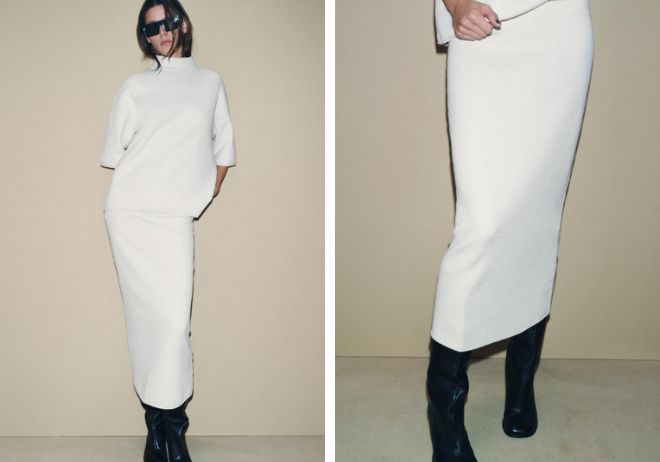 Falda midi de punto de Zara