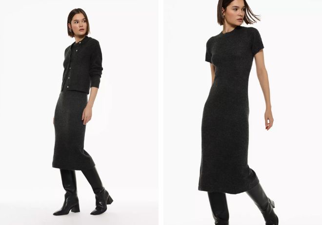 Leotardos con un vestido midi