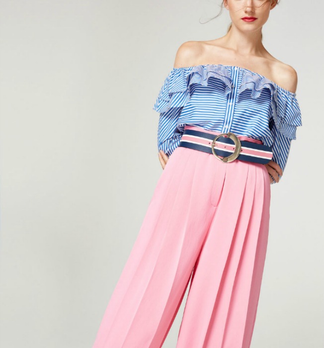 Cinturón azul y rosa de Uterqüe