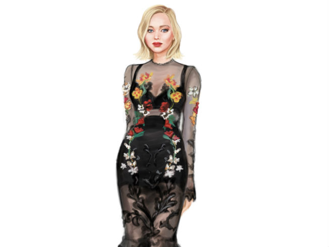 Jennifer Lawrence y su maleta para promocionar «Los juegos del hambre, Sinsajo Parte 2»