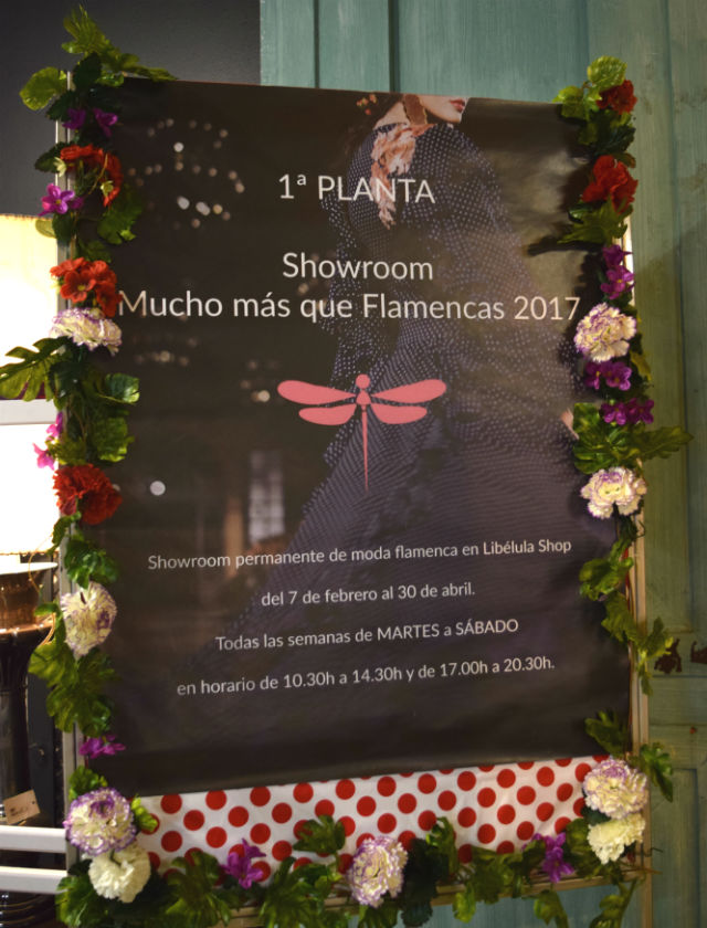 Showroom de trajes de flamenca en Libélula Shop en 2017