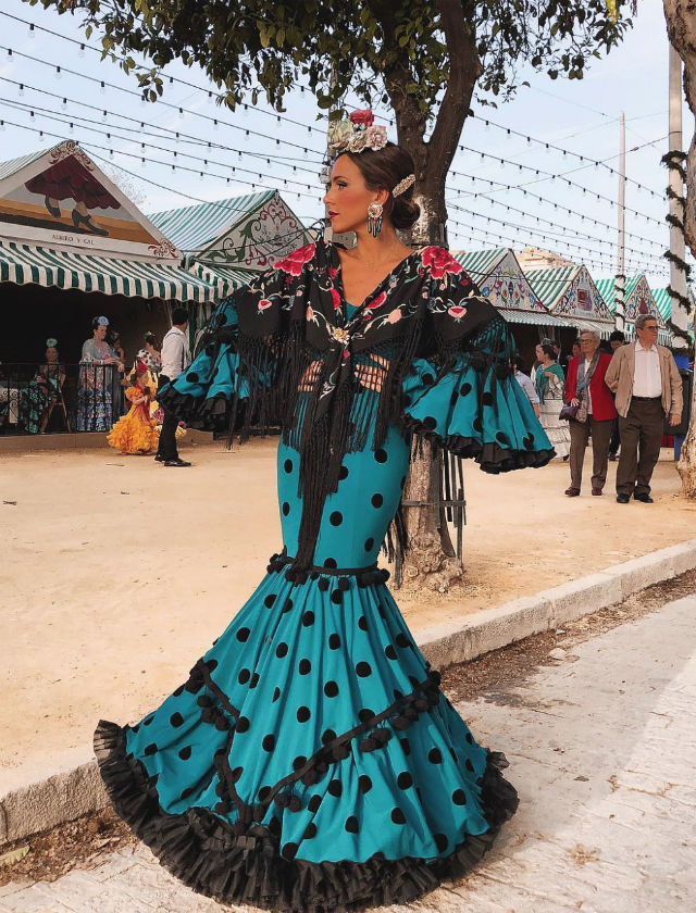 Rocío Osorno vestida de flamenca en la Feria de Abril