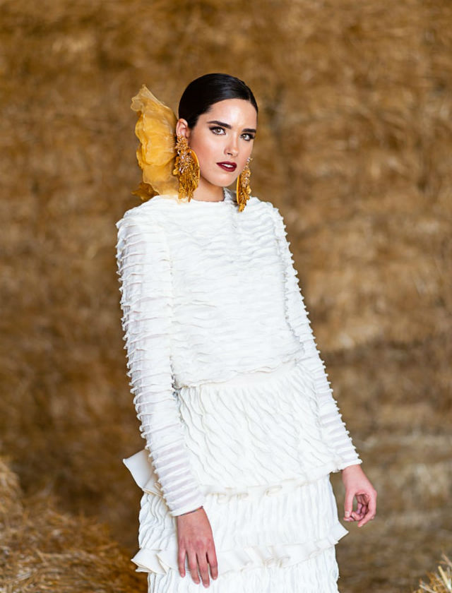 Diseños de moda flamenca 2019 de Laura de los Santos. Foto: Ernesto Castillo/No mires la cámara