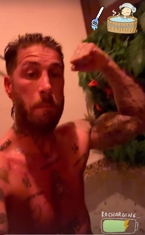 Sergio Ramos recarga pilas en un spa presumiendo de tatuajes… Y sin Pilar Rubio