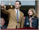 30/01/04. El Pr�ncipe de Asturias y su prometida, en su visita al Santuario de Covandoga.