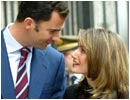 12/04/04. La pareja tras asistir a la misa en la Catedral de Palma de Mallorca durante la Semana Santa