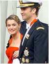 14/05/04. Don Felipe de Borb�n y Do�a Letizia, en la boda del pr�ncipe Federico de Dinamarca y la australiana Mary Donaldson.