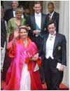 14/05/04. Los Duques de Lugo y  los Duques de Palma, saliendo de la catedral Nuestra Se�ora de Copenhague donde se celebr� la boda del pr�ncipe Federico de Dinamarca y la australiana Mary Donaldson.