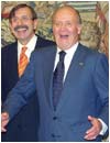 El Rey Don Juan Carlos no puede esconder su satisfacci�n tras conocerse la noticia del compromiso