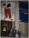 23/01/04. El Pr�ncipe de Asturias y su prometida, salen del Museo del Prado acompa�ados del presidente del Patronato de la Pinacoteca, Eduardo Serra tras visitar en privado la exposici�n de Edouard Manet 