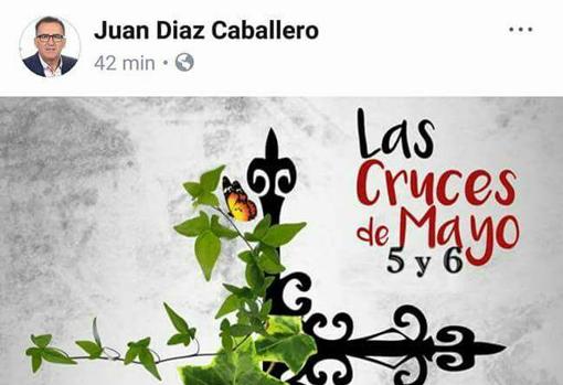 Tuit del alcalde de El Viso anunciando el cartel de las cruces