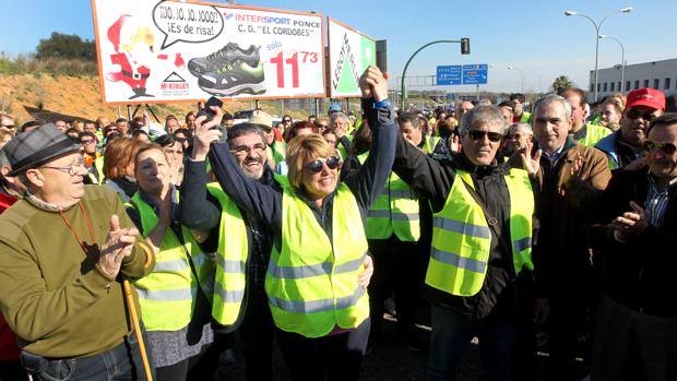 Aurora Rubio encabezó en 2013 como alcaldesa una marcha para reivindicar la deuda del Miner con Belmez