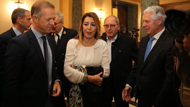 Susana Díaz,, a su llegada al Senado para comparecer en la comisión de la financiación ilegal
