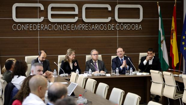 Antonio Díaz, el presidente de CECO, al inicio de las jornadas, este lunes