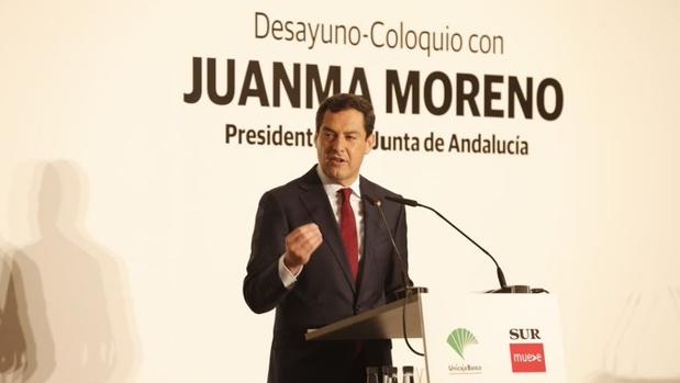 Juanma Moreno, en un desayuno coloquio por el Diario Sur
