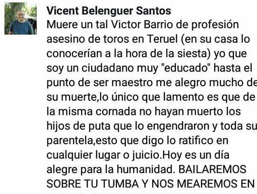 Parte del mensaje de uno de los denunciados
