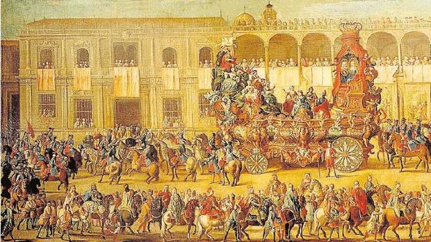 Escena de la entrada en Sevilla de Felipe V de Pedro Tortorelo