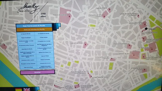 El mapa de Murillo con todos los lugares en los que hay obras del pintor en la ciudad