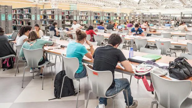 Alumnos estudiando en una biblioteca de la Universidad de Sevilla