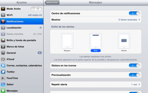 Modificar la configuración de las Notificaciones