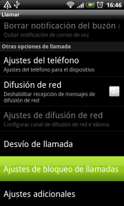 Establecer bloqueo llamadas, paso 2