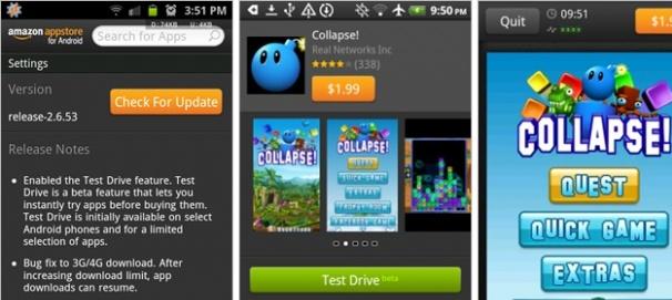 La appstore Android de Amazon permite probar aplicaciones en el teléfono antes de comprarlas