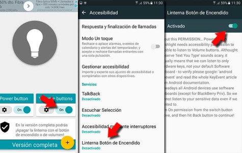 Cómo activar la linterna con los botones de volumen o el de encendido